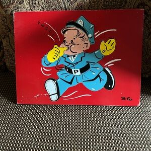 SIFO Vintage wooden  Police Officer Puzzle - Red and Blue